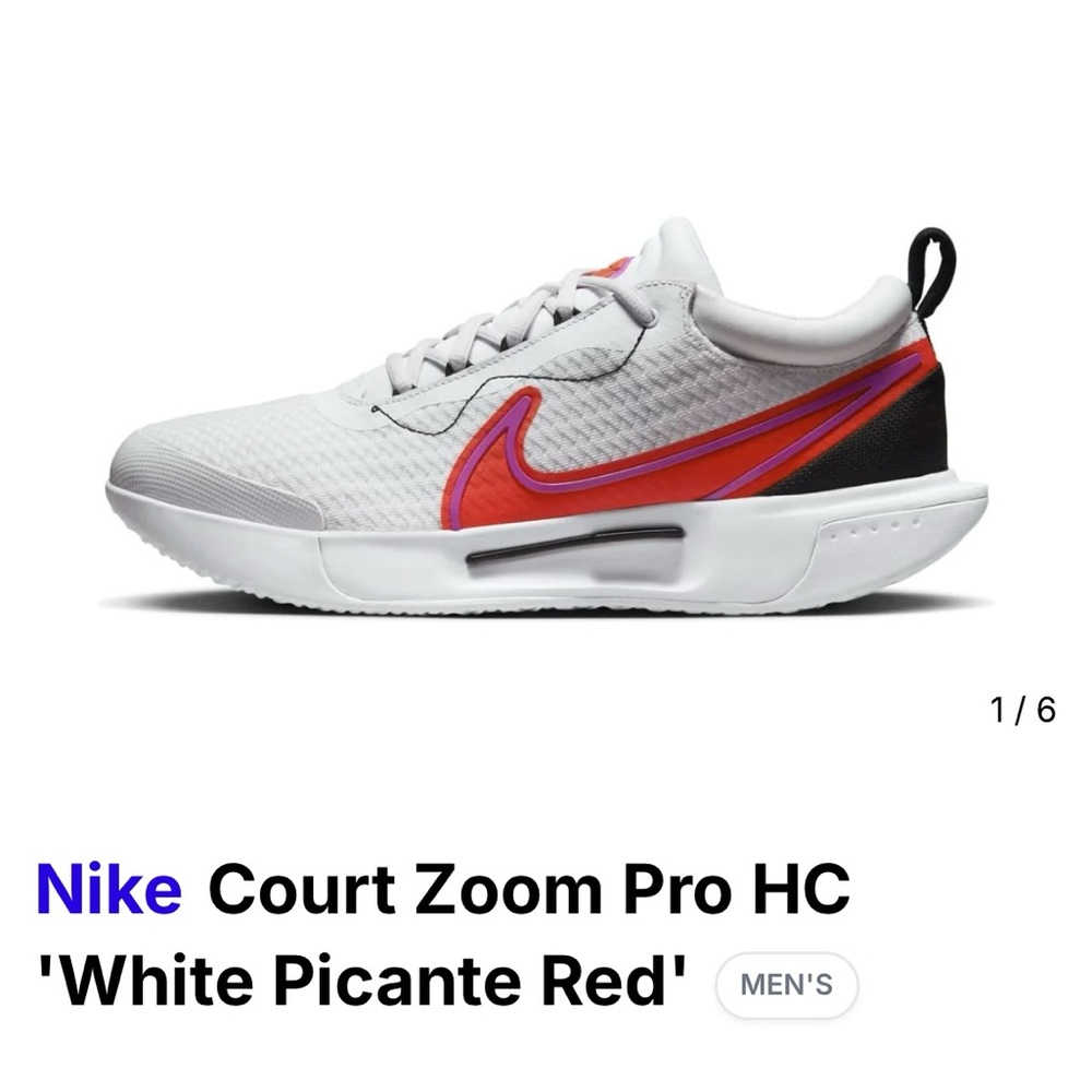 🎾 Nike Court Zoom Pro HC White and Red Sneakers 🎾